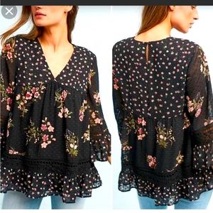 Anthropologie Maeve Steffy Blouse Rose Top